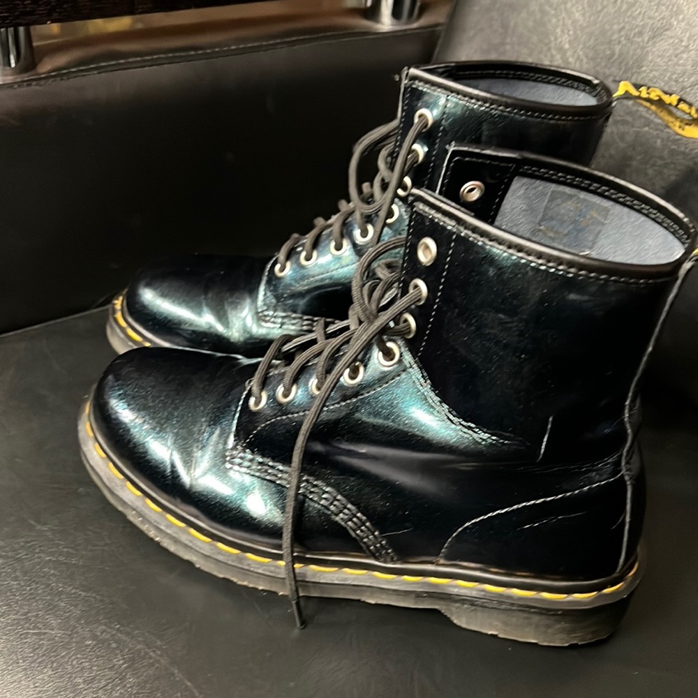 Teal green glittery DrMarten boots